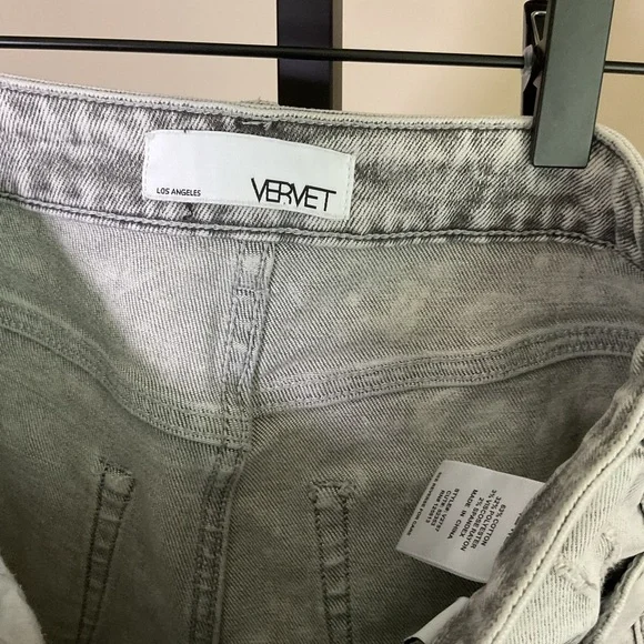 Vervet Denim Shorts XS High Rise Distressed Acid Wash Raw Hem Cutoff Festival - Picture 4 of 6